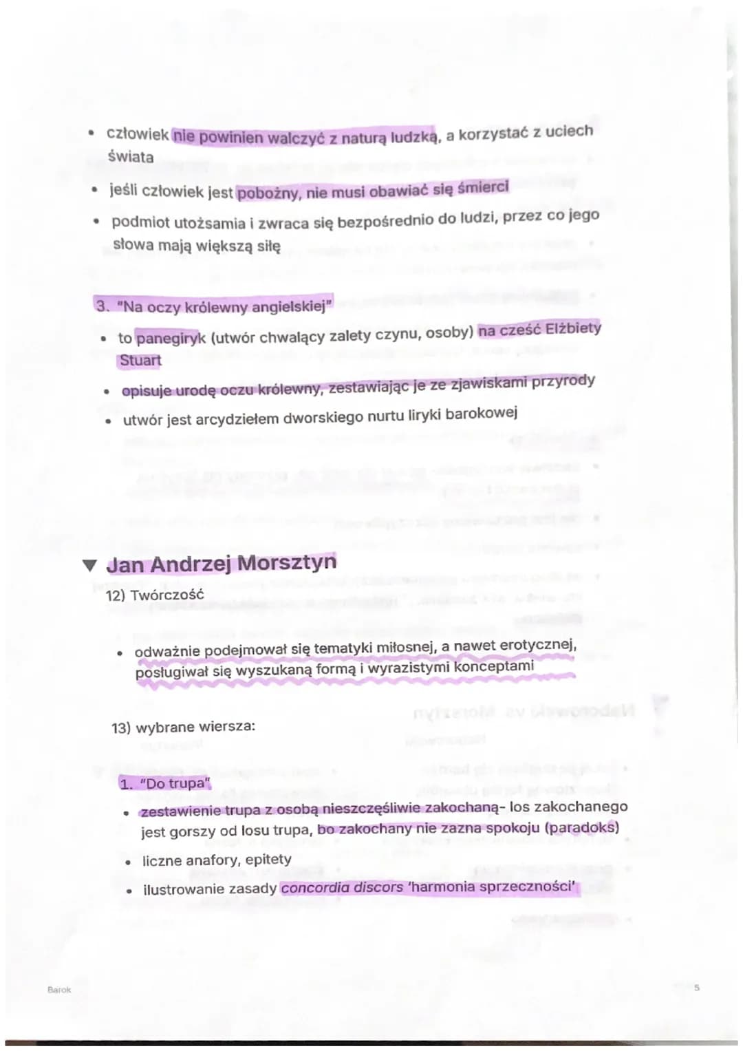 Barok
Barok
1) Barok będzie skupiał się na rozdarciu człowieka, była to epoka ciemna, czas
kontrastów- wojen i konfliktów, a jednocześnie ro