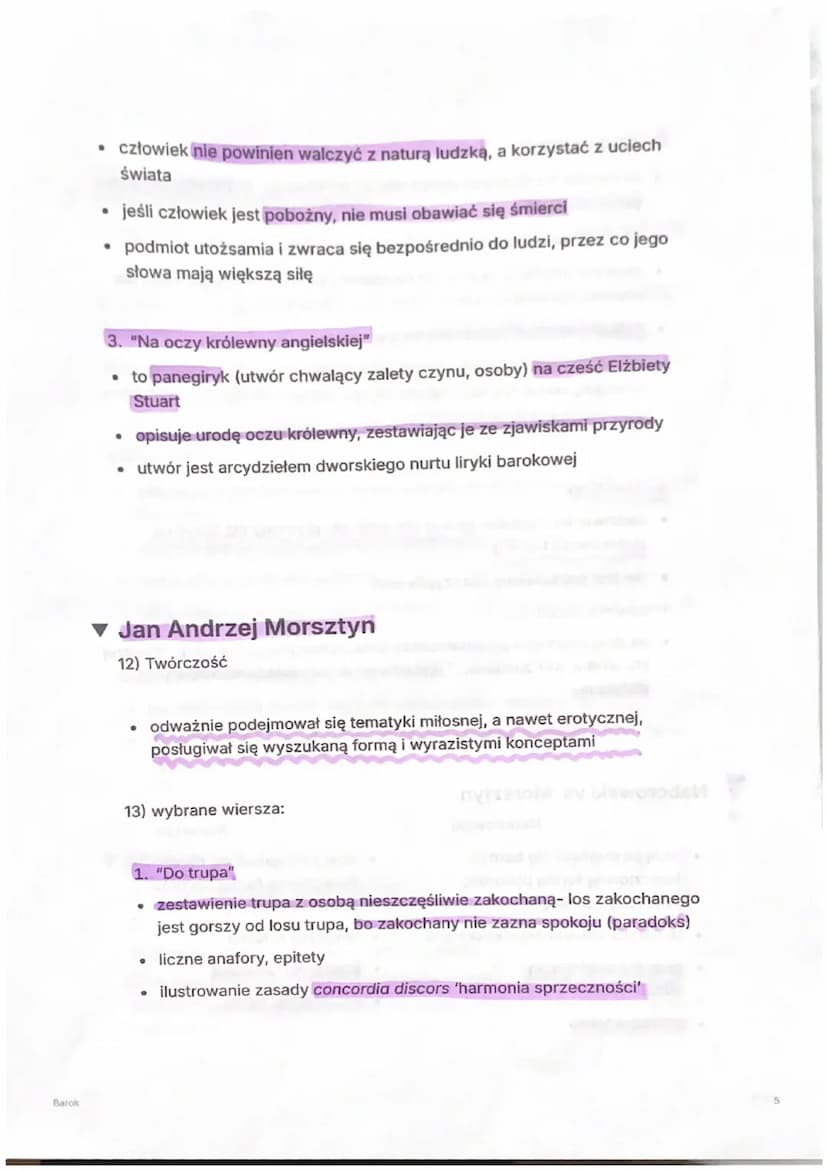 Barok
Barok
1) Barok będzie skupiał się na rozdarciu człowieka, była to epoka ciemna, czas
kontrastów- wojen i konfliktów, a jednocześnie ro