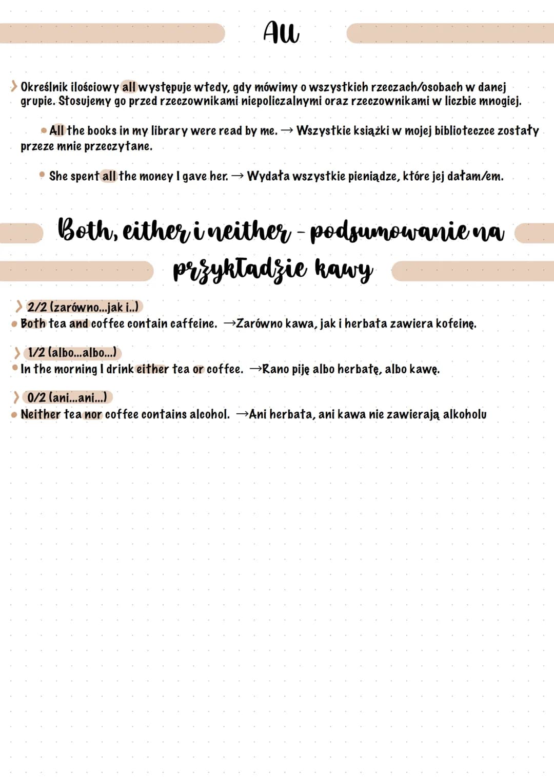 Określniki ilościowe - both,
either, neither, each, all
>Określniki both, either, neither, each, all określają ilość, czyli odpowiadają na p