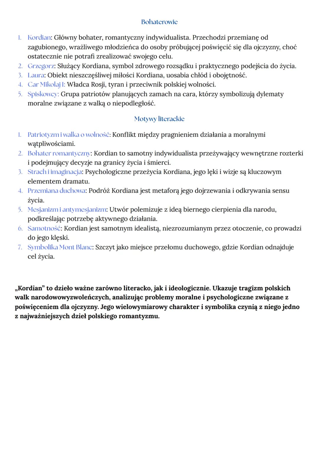 KORDAIN
JULIUSZ SŁOWACKI
Informacje ogólne
Epoka: Romantyzm.
• Rodzaj literacki: Dramat.
• Gatunek literacki: Dramat romantyczny.
⚫ Czas pow