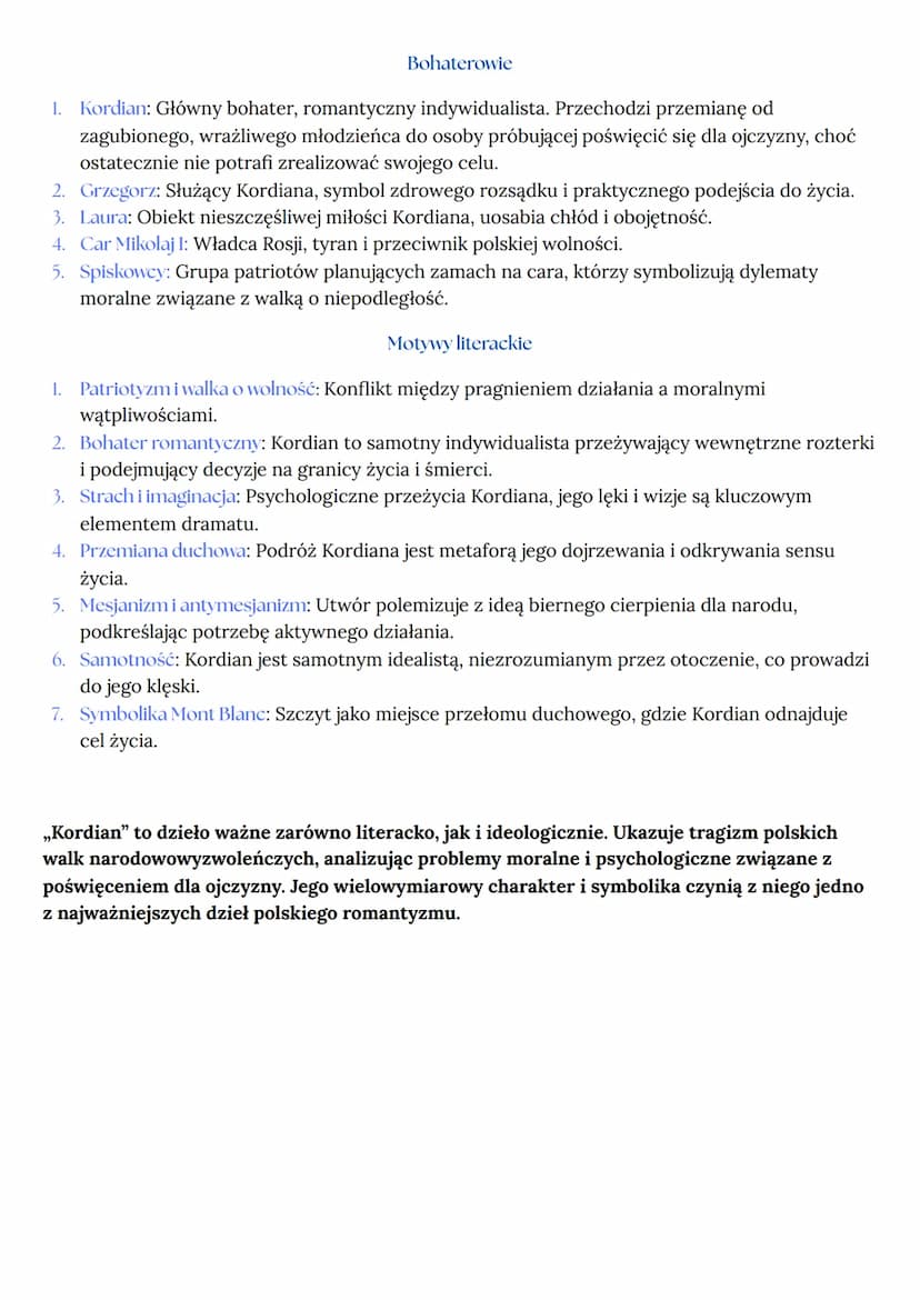 KORDAIN
JULIUSZ SŁOWACKI
Informacje ogólne
Epoka: Romantyzm.
• Rodzaj literacki: Dramat.
• Gatunek literacki: Dramat romantyczny.
⚫ Czas pow