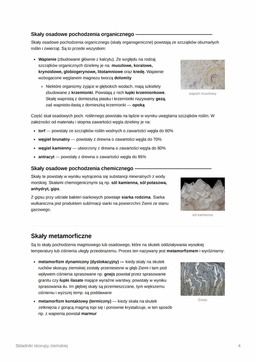 Składniki skorupy ziemskiej
Minerały
Minerałami nazywamy powstałe w naturalnysposób składniki skorupy ziemskiejo określonej
budowie chemiczn