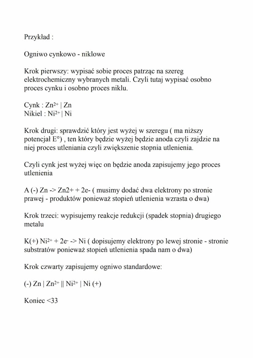 Ogniwo galwaniczne
Ogniwo galwaniczne - skalda się z dwóch pół ogniw jedna
elektroda to anoda (od lewej) zachodzi na niej proces utleniania 