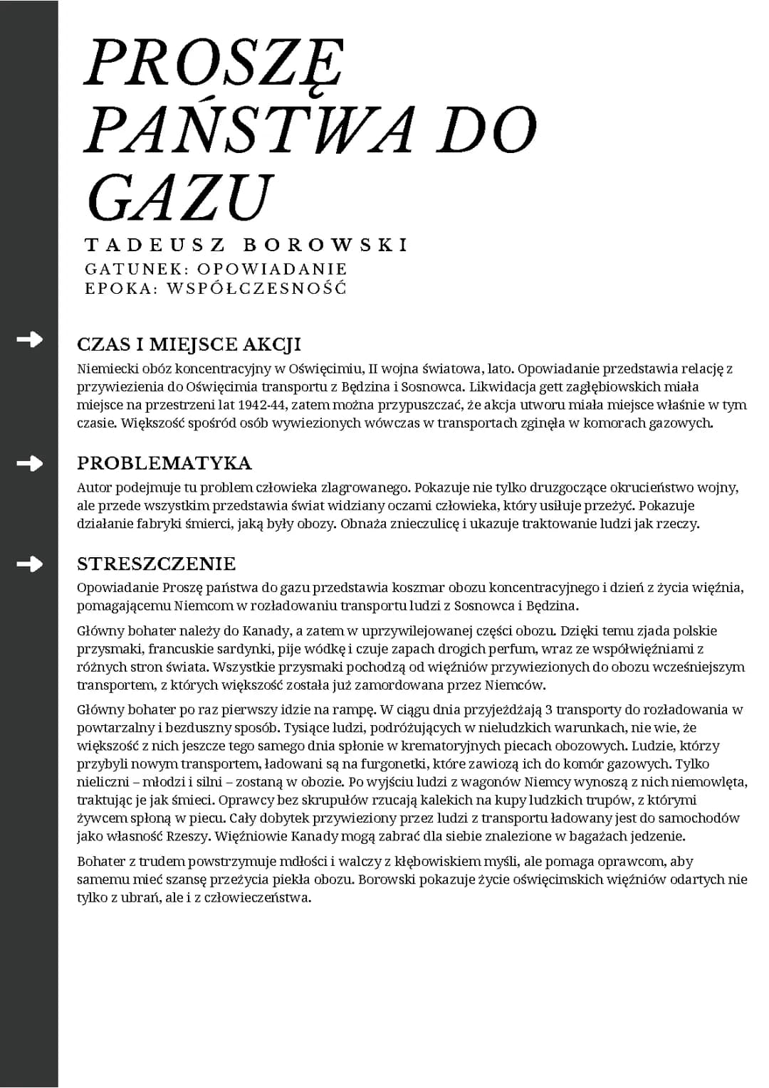 Proszę państwa do gazu - streszczenie i bohaterowie