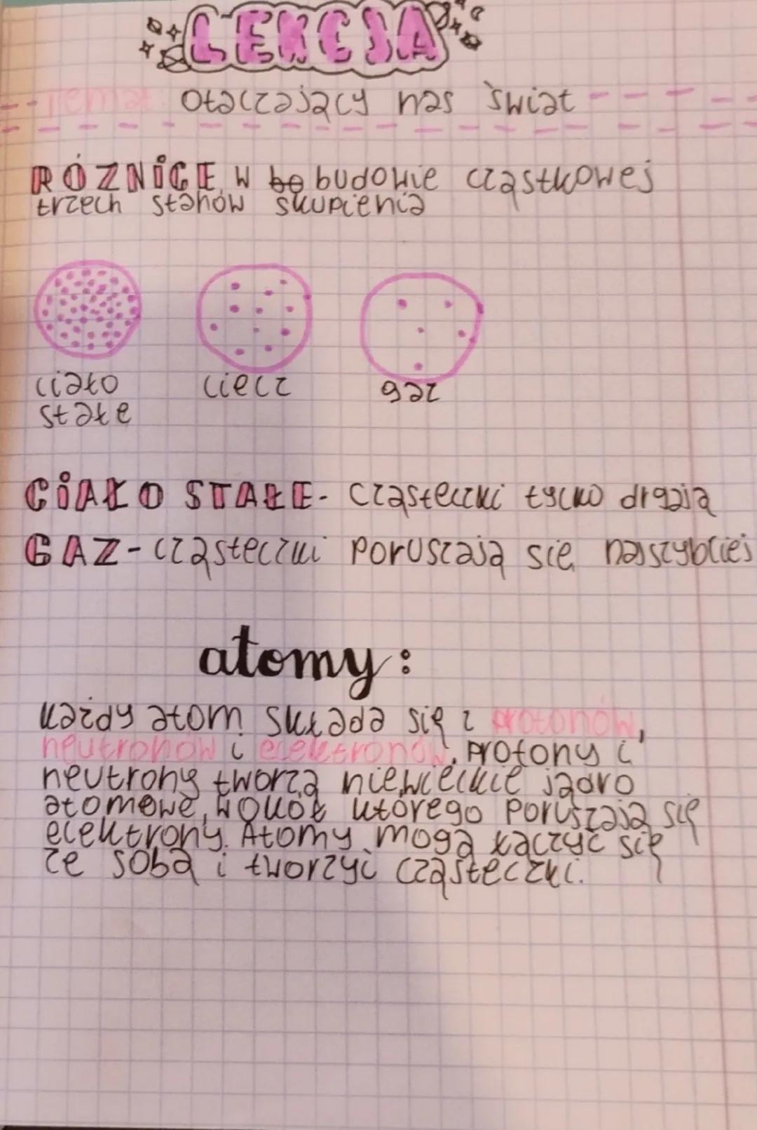 GENCSA
otaczający has swiat
ROZNICE W be budowie cząstkowes
trzech stanów skupienia
сідко
State
Ciecz
922
CIAŁO STAŁE czasteczki tycko dražj