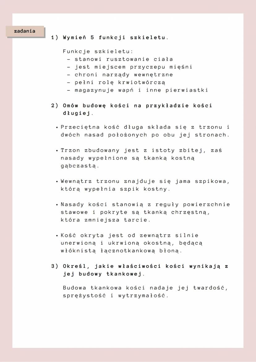 budowa i funkcje szkieletn
ruch = najłatwiej dostrzegany przejaw życia;
odbywa się on dzięki współdziałaniu szkieletu i
mięśni szkieletowych