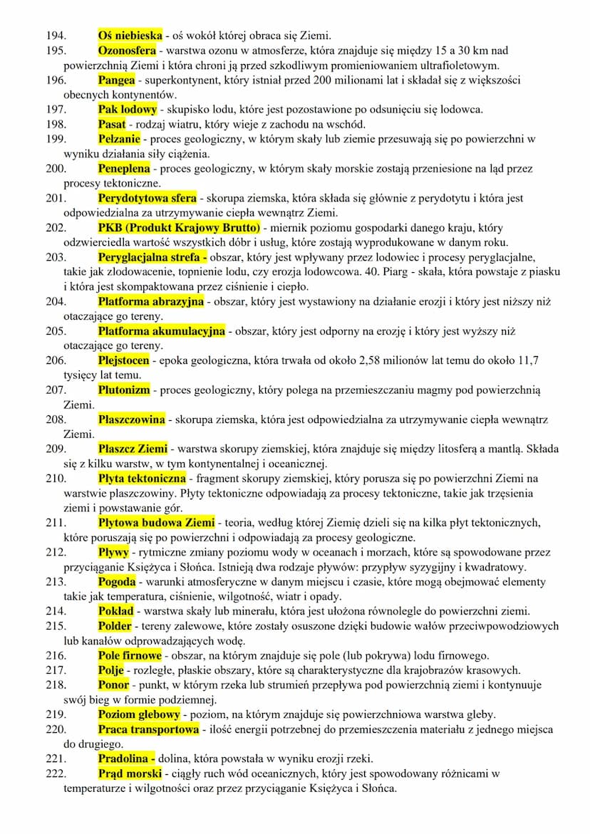 1. Ablacja - proces erozji powierzchni skały lub lodu, spowodowany działaniem sił fizycznych, takich jak
wiatr, woda lub słońce.
2.
Abrazja 