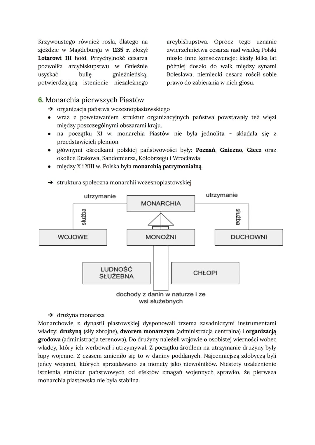 ŚREDNIOWIECZE - POLSKA
I. PAŃSTWO PIERWSZYCH PIASTÓW
1. Pradzieje ziem polskich
pojęcia
drużyna - formacja zbrojna pozostająca pod bezpośred