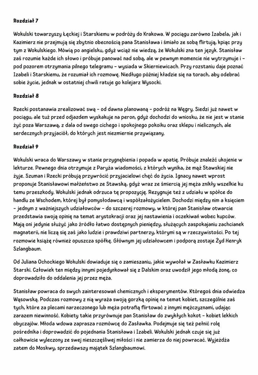 LALKA streszczenie
TOM 3
Rozdział 1
Rok 1879. Baronowa Krzeszowska chce kupić kamienicę od Wokulskiego, ale uważa podaną przez
niego cenę (1