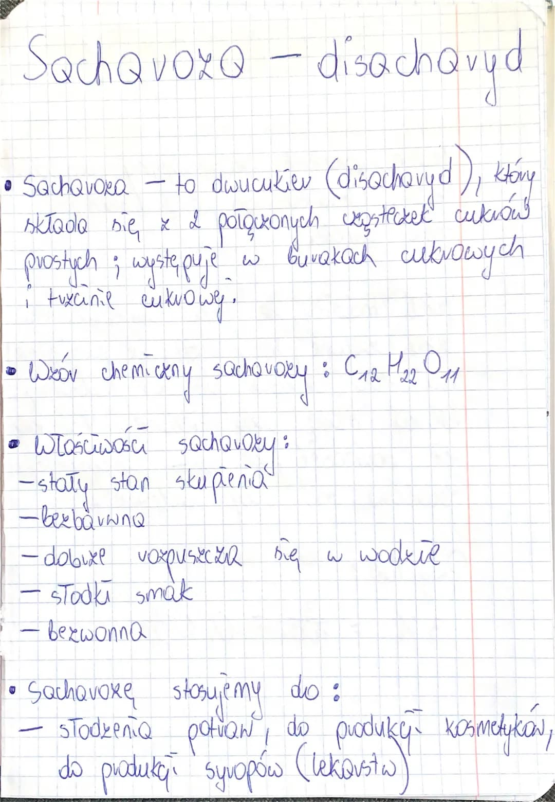 Sachavoxo - disacharyd
-
Sachavora — to dwucukier (disacharyd), który
składa się x 2 połączonych wąstecked cukrów
prostych; występuje w bura