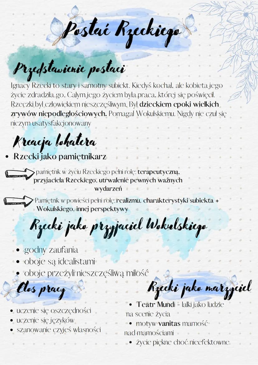 Interpretacja
Lalka Bolestaw
Prus
Rzecki
(romantyzm)
Pierwotny tytuł "trzy pokolenia"
Petiune tematy
23
kupiec galanteryjny
W "Lalce" ukazan