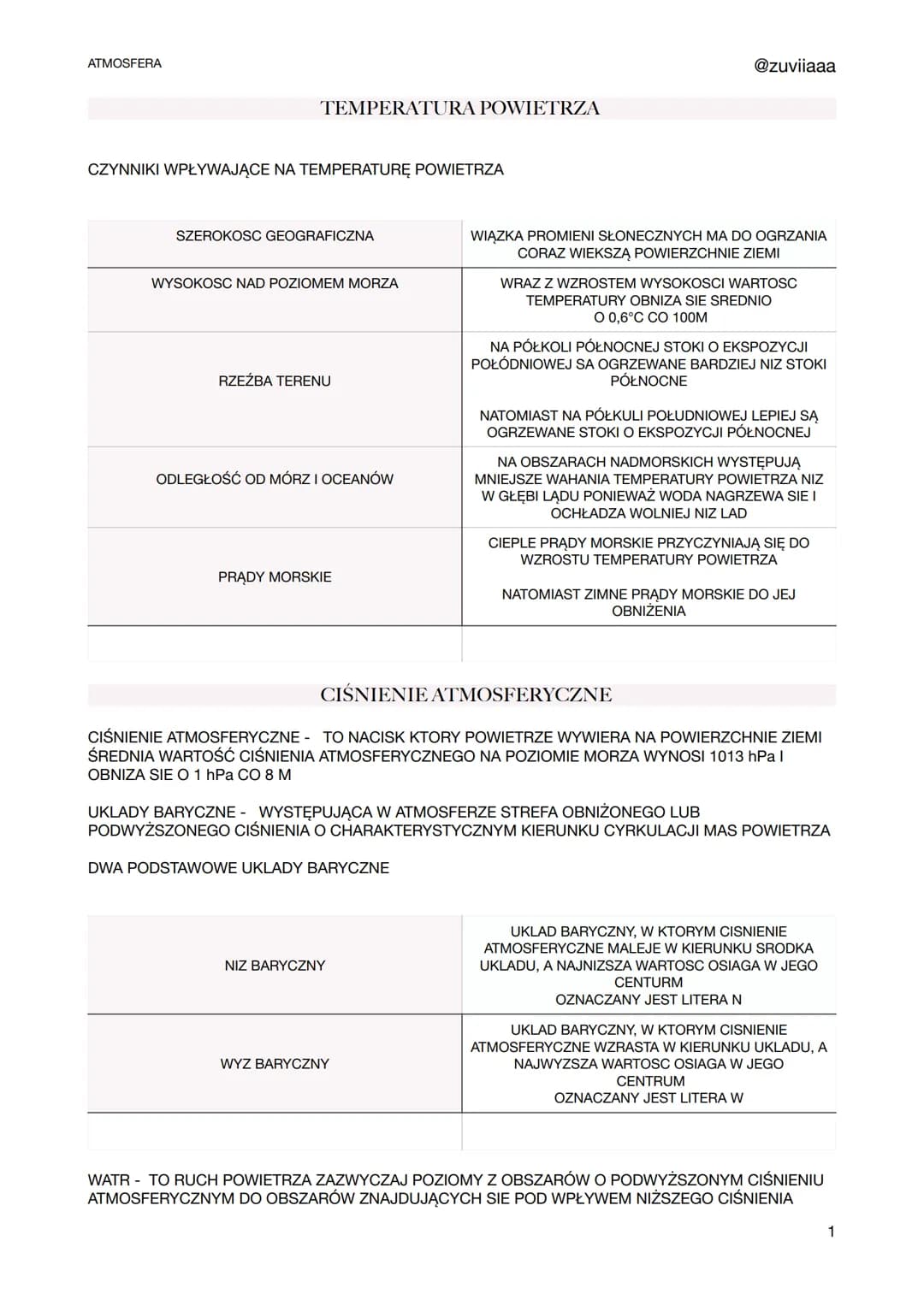 ATMOSFERA
TEMPERATURA POWIETRZA
CZYNNIKI WPŁYWAJĄCE NA TEMPERATURĘ POWIETRZA
SZEROKOSC GEOGRAFICZNA
WYSOKOSC NAD POZIOMEM MORZA
RZEŹBA TEREN