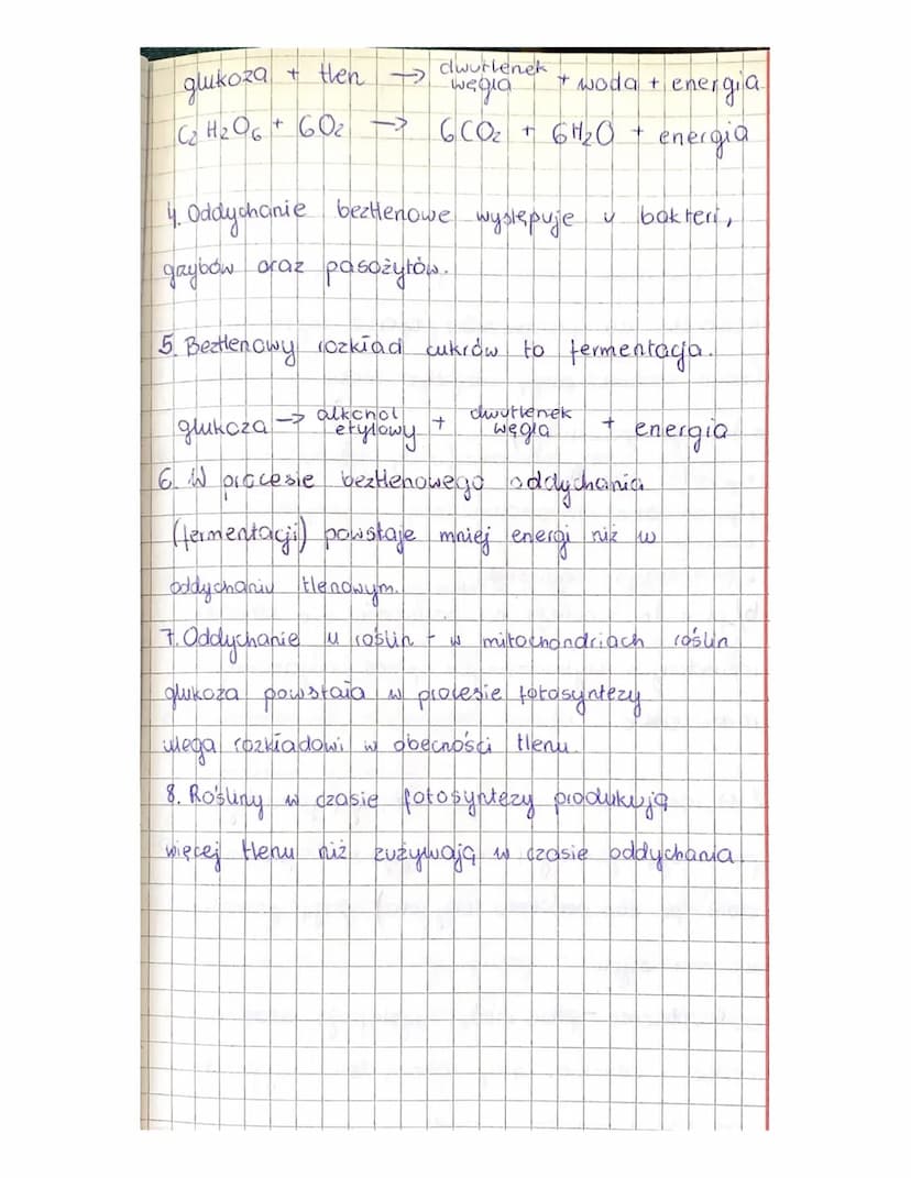 Lekcja
Sposoby oddychania organizmów
1. Oddychanie.
a thenowe
b beztlenowe
2. Oddychanie zachodzi w każdej komórce
polega na uwalnianiu ener