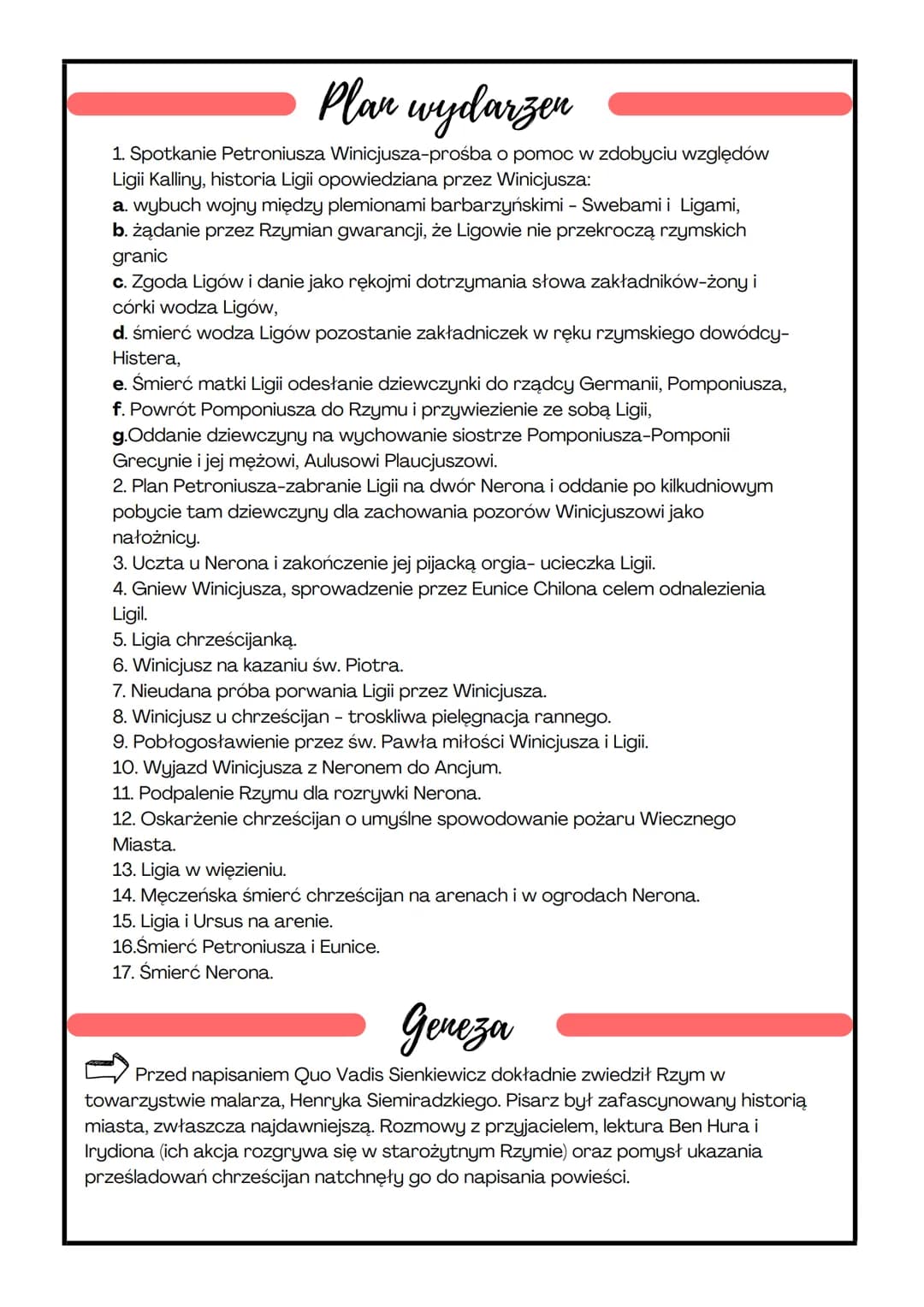 Quo Vadis
Rodzaj literacki: epika
Gatunek literacki: powieść historyczna
HENRYK SIENKIEWICZ
Czas i miejsce akcji
Akcja powieści rozgrywa się