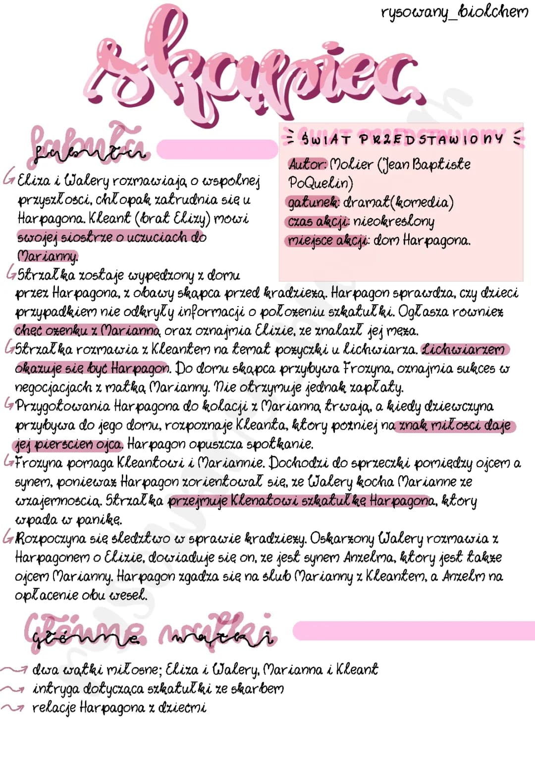 Skąpiec - streszczenie, plan wydarzeń, charakterystyka bohaterów