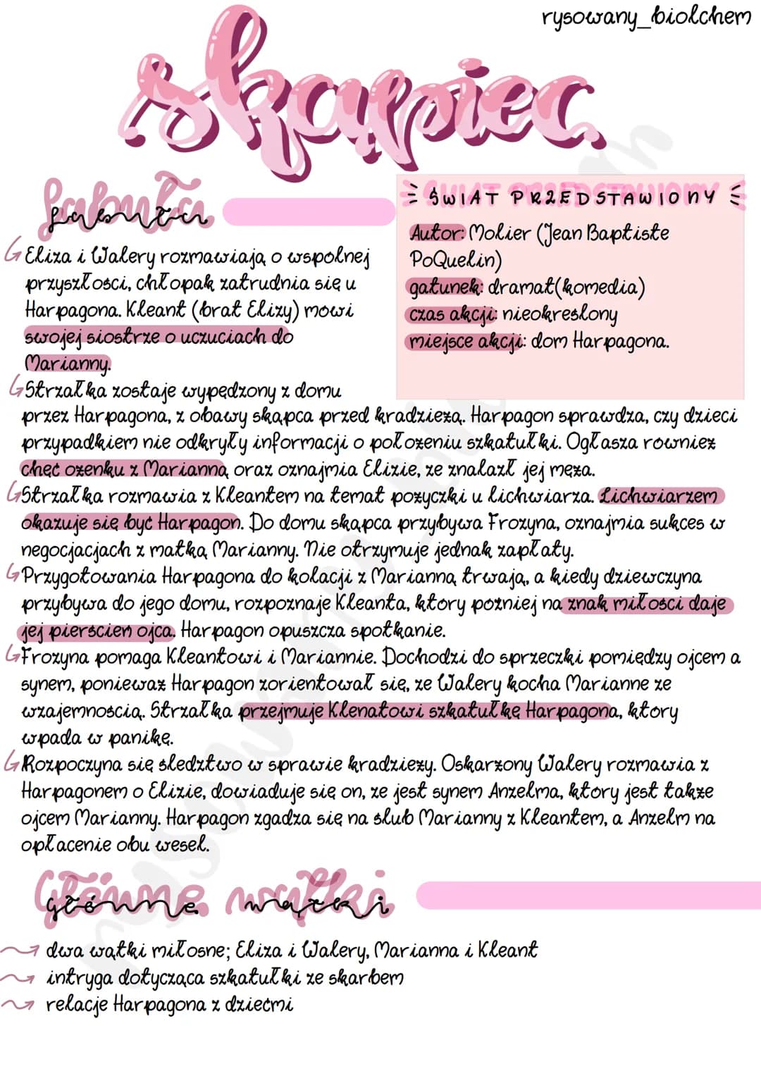 rysowany_biolchem
skapiec
Saburtu
GEliza i Walery rozmawiają o wspolnej
przyszłości, chłopak zatrudnia się u
Harpagona. Kleant (brat Elizy) 