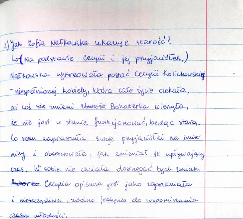 г) уак хора масколька и качије starosc?
L>Na podstawie Cecylii i jej przyjaciółek.)
Natkowska wykreowała postać Cecyli Kolichowskig
-niespeł