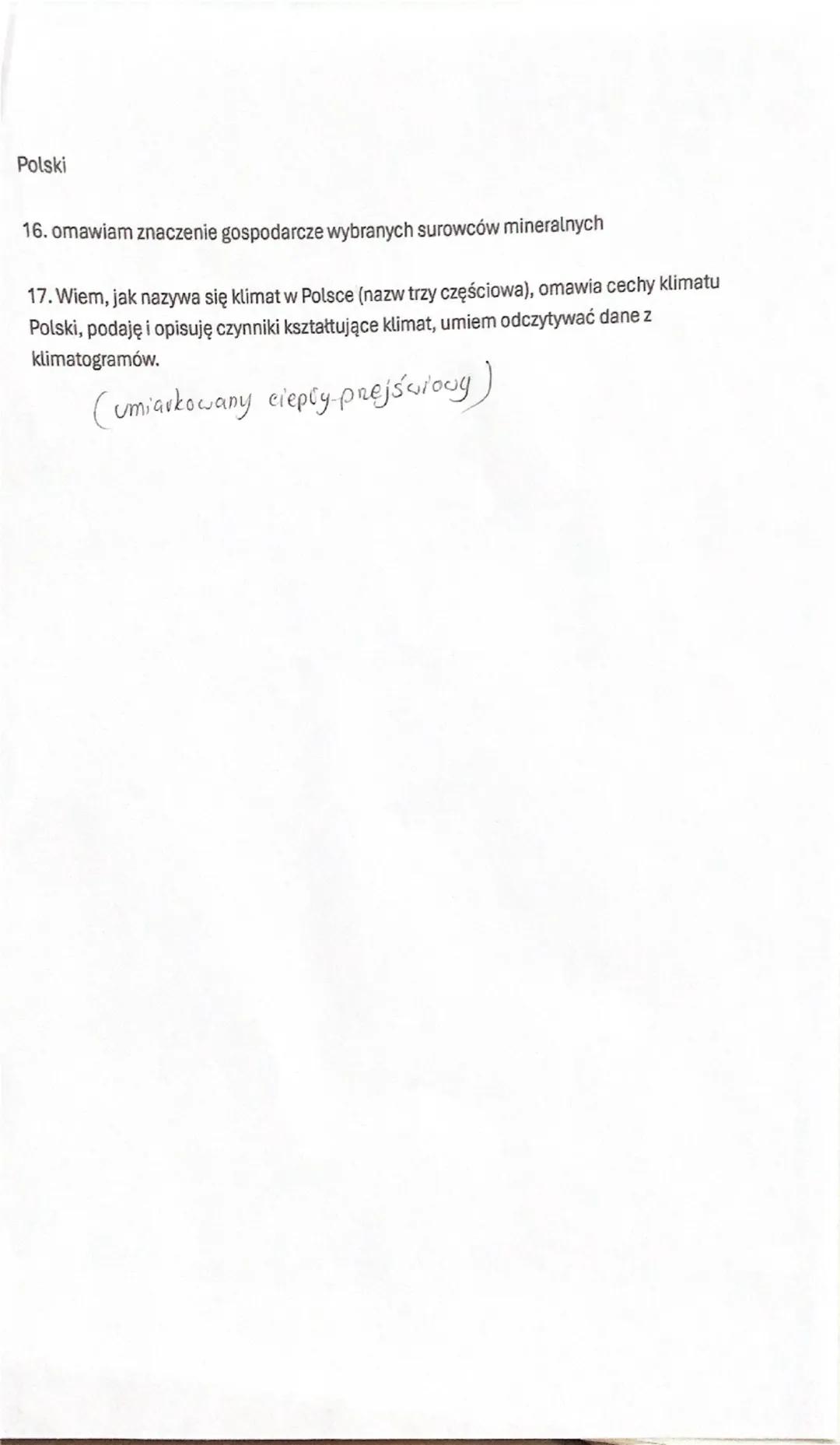 Środowisko przyrodnicze Polski cz. 1 str. 18-53
Wymagania do sprawdzianu Środowisko przyrodnicze Polski
1. określam położenie fizycznogeogra