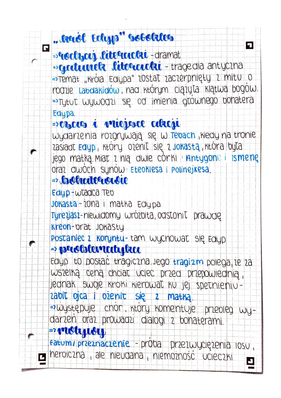 99
Arról Eclip" Gobokles
Brodyaj literaceri -dramat
gatunek litercicki - tragedia antyczna
=> Temat krola Edypa" 2ostat 2aczerpnięty 2 mitu 
