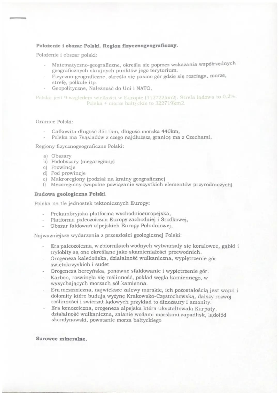 Położenie i obszar Polski. Region fizycznogeograficzny. 