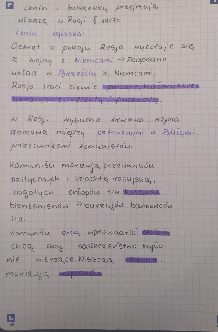 L
A. W
1917r.
W
histovia
Rosji wybuchły dwie rewolucje
Rewolucja
lutowa
Car Mikolaj
zostaje
zmuszony
do
abdykacji. Władzę przejmuje
Rzaa Tym