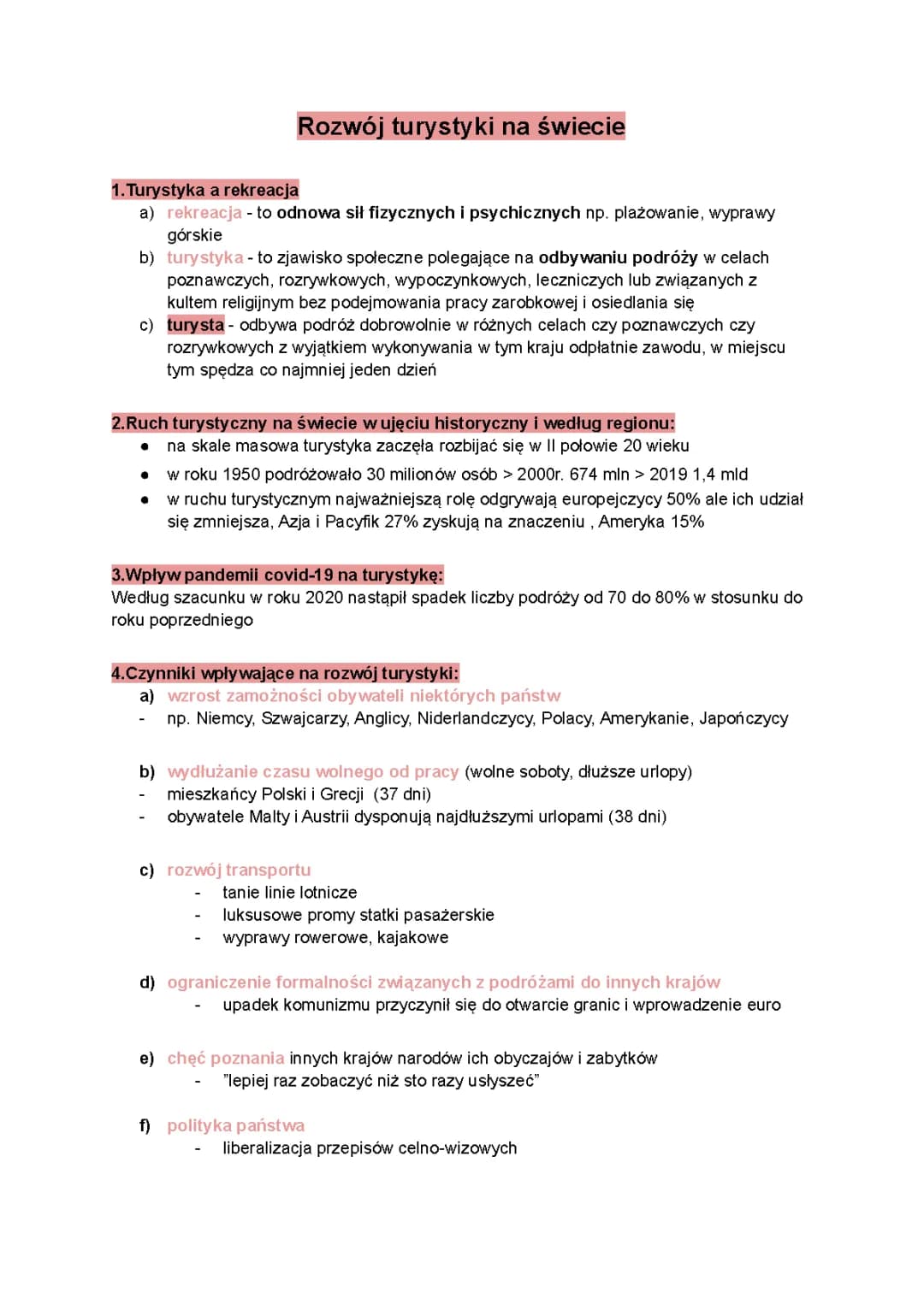 Rozwój turystyki na świecie
