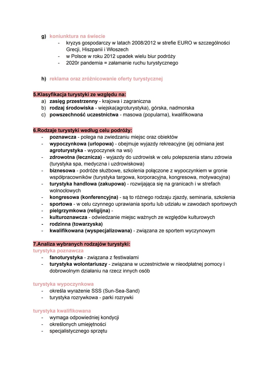 Rozwój turystyki na świecie
1.Turystyka a rekreacja
a) rekreacja - to odnowa sił fizycznych i psychicznych np. plażowanie, wyprawy
górskie
b