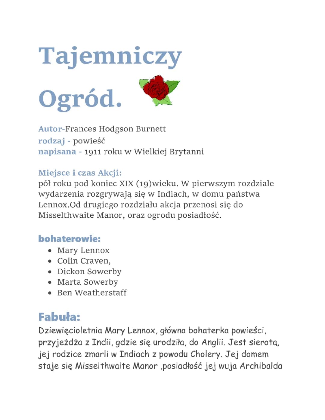 Tajemniczy ogród - streszczenie i recenzja