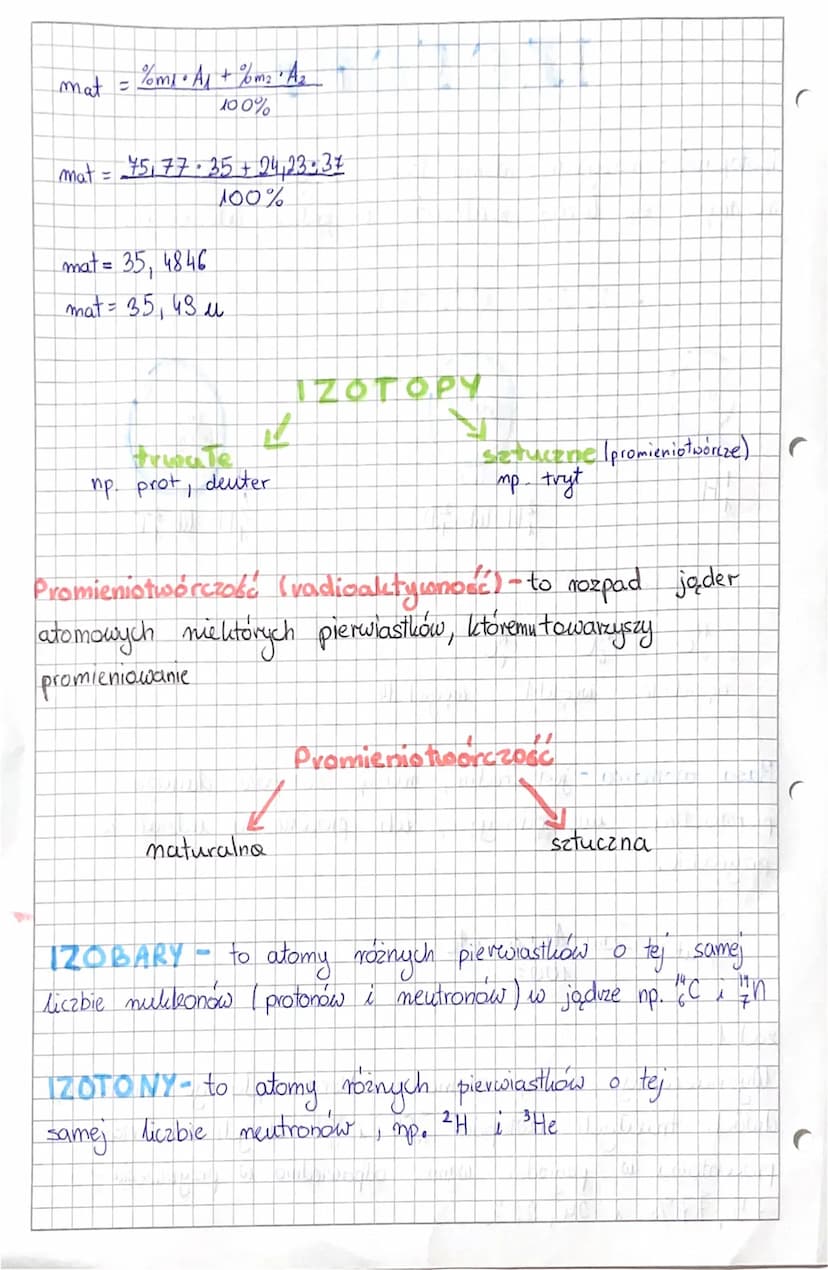 C
Motopy
Izotopami - mazywamy atomy tego samego pierwiastka
rożniące się liczbą neutronów w jądze atomowym.
O
Prot
Η
12.
IZOTOPY WODORU
A
ma