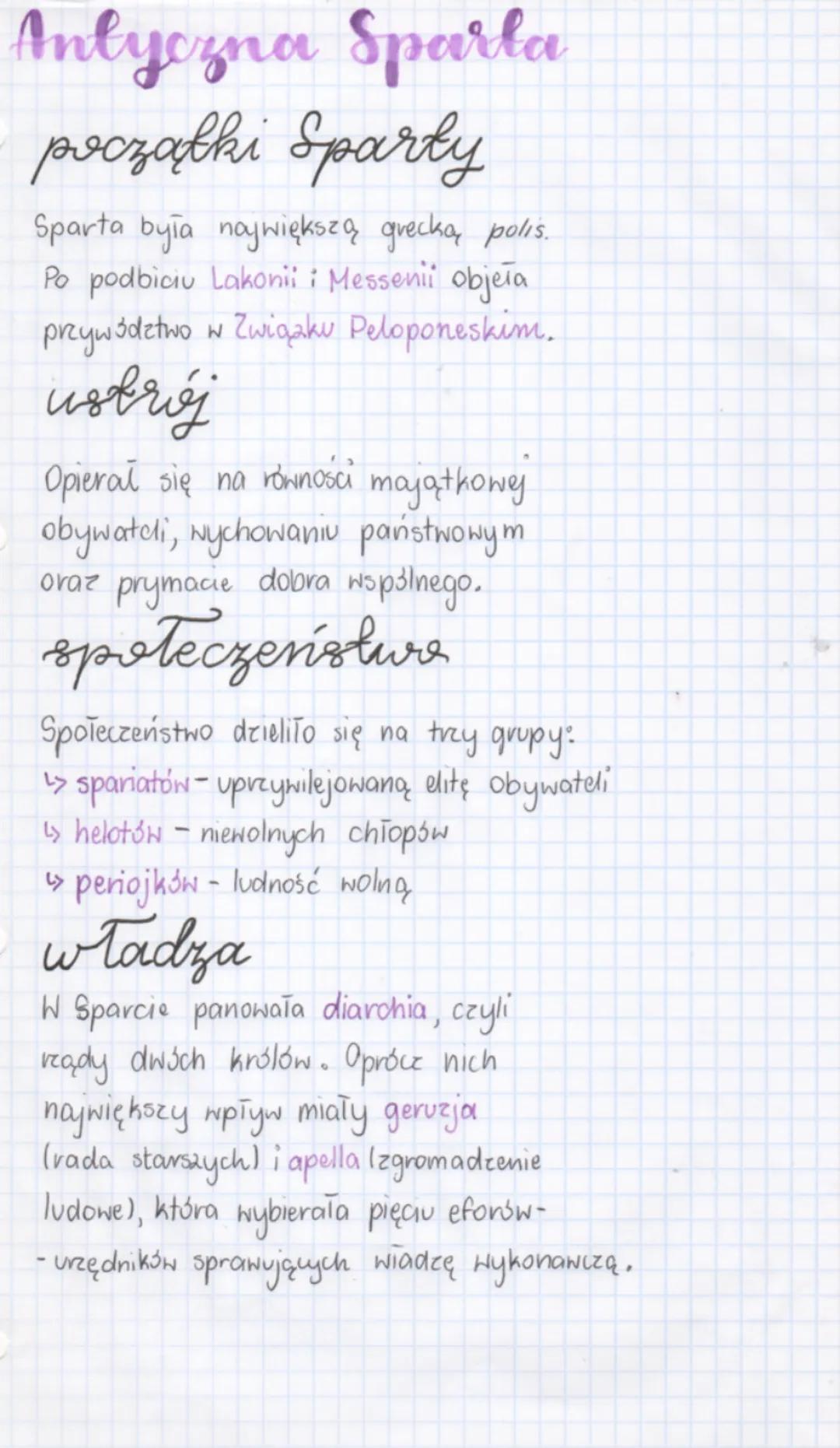 Antyczna Sparta
począłki Sparty
Sparta była największą grecką polis.
Po podbiciu Lakonii i Messenii objela
przywództwo w Związku Peloponeski