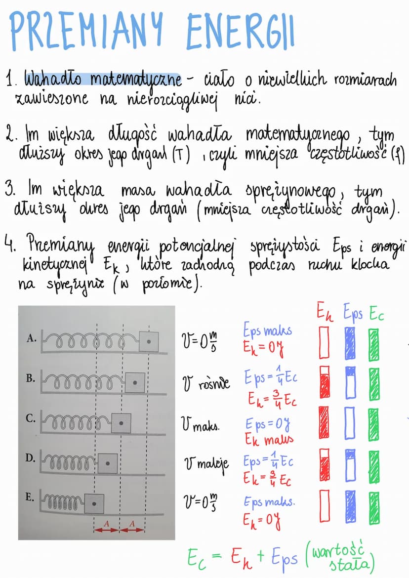 RUCH DRGAJĄCY
1. Ruch drgający - ruch, w którym ciało zmienia swoje położenie
względem położenia równowagi oddalając się od niego i
zbliżają