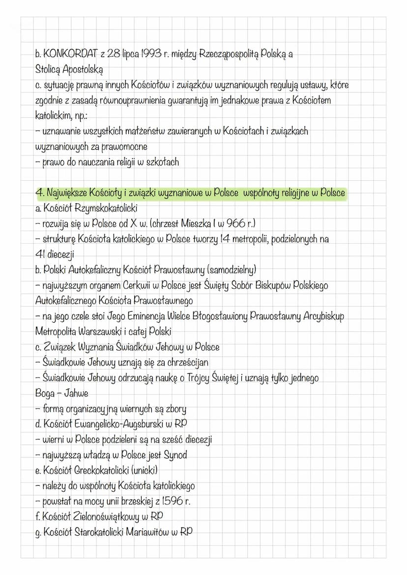 KOŚCIOŁY I ZWIĄZKI WYZNANIOWE
1. Religia jako zjawisko społeczne
a. religia to zespół wierzeń dotyczących świała nadprzyrodzonego, wyróżniaj