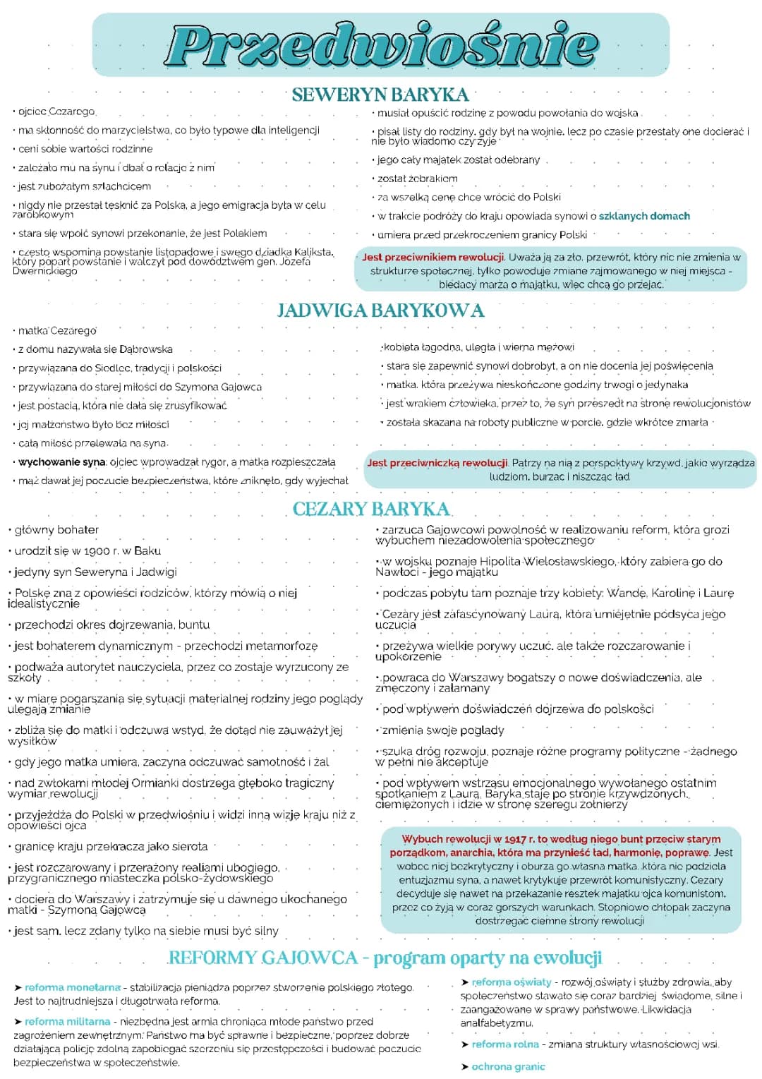 Przedwiośnie - Streszczenie i Bohaterowie | Notatki PDF