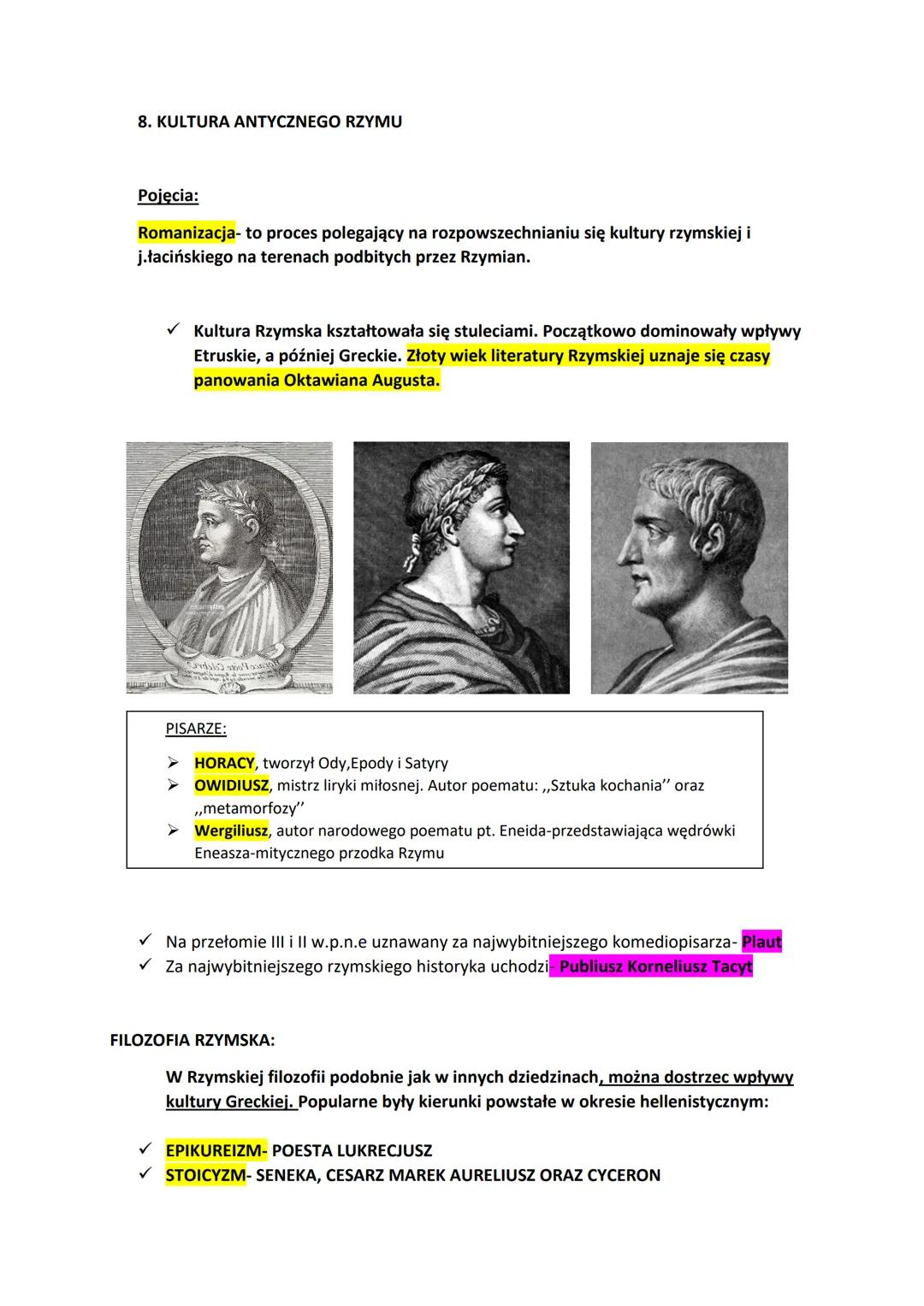 7. OD PRYNCYPATU DO DOMINATU

POJĘCIA:
Romanizacja- to proces polegający na rozpowszechnianiu się kultury rzymskiej i j.łacińskiego
Urbaniza