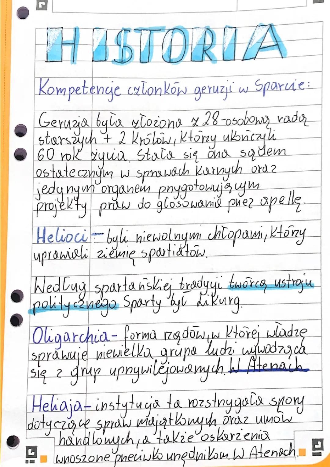 HISTORIA
Kompetencje członków geruzji w Sparcie:
Geruzja była złożone z 28-osobowąr rader
starszych + 2 Królow, którzy ukoriczyli
60 rok życ