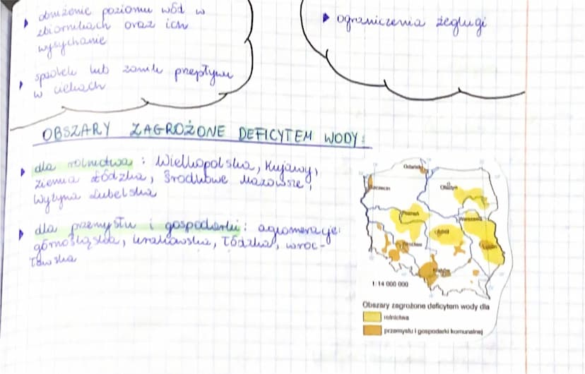 27.09
Leliga
Temat zasoby wodne Polski. Sieć recina.
ZASOBY WODNE POLSKI
✓
ubogie zasoby wodne (1,7 tys.
nierównomierne rozmieszczenie
✔ duż