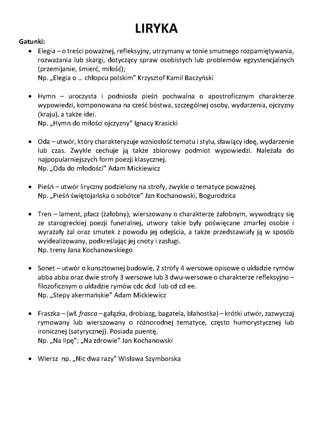 Cechy liryki i rodzaje wierszy - Przykłady i interpretacje