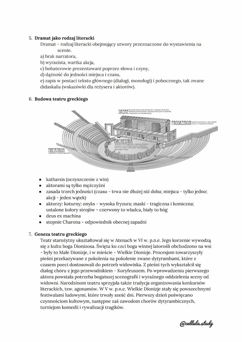 1. Dzieje rodu Labdakidów (notatka Mitologia)
2. Budowa tragedii antycznej
● prolog - wprowadzenie głównych postaci i problemu
• parodos - p