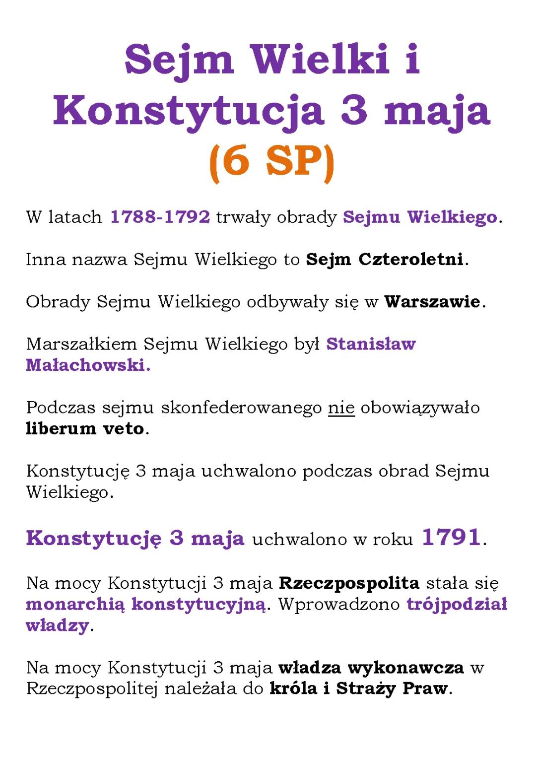 Reformy Sejmu Wielkiego 1788-92 i Konstytucja 3 maja