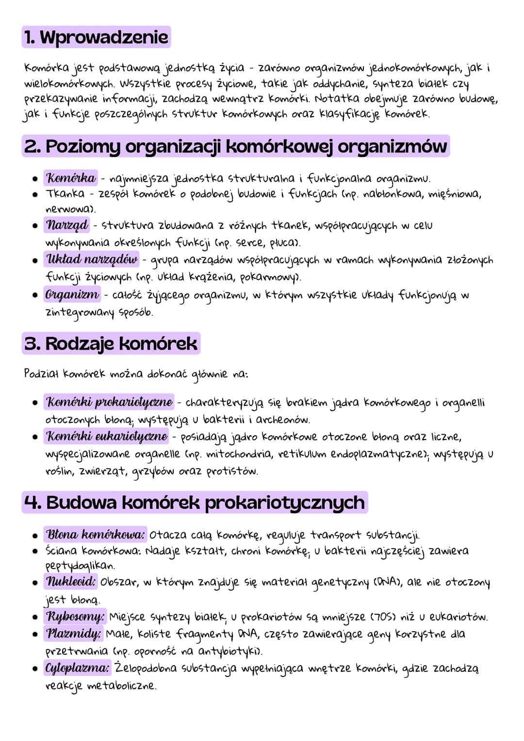 Budowa i funkcje komórki