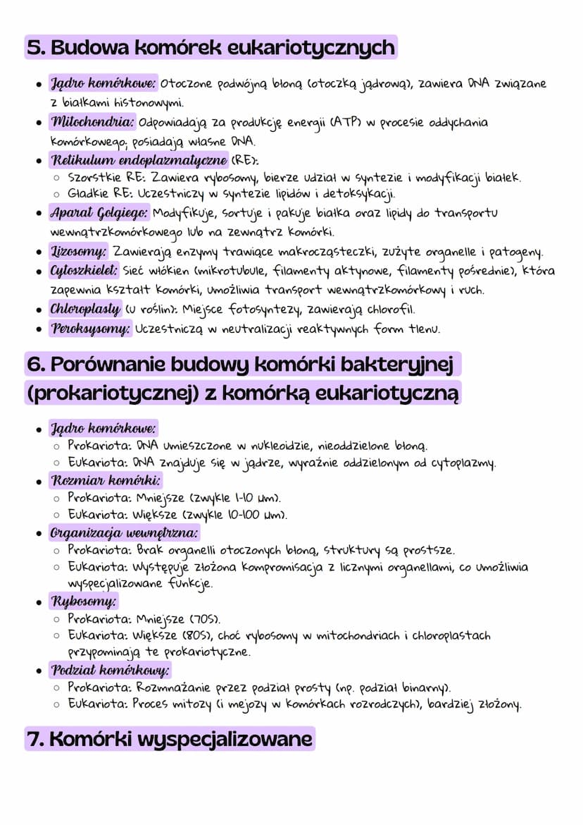 1. Wprowadzenie
Komórka jest podstawową jednostką życia - zarówno organizmów jednokomórkowych, jak i
wielokomórkowych. Wszystkie procesy życ