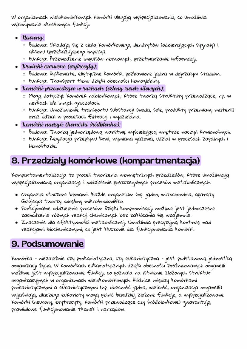 1. Wprowadzenie
Komórka jest podstawową jednostką życia - zarówno organizmów jednokomórkowych, jak i
wielokomórkowych. Wszystkie procesy życ
