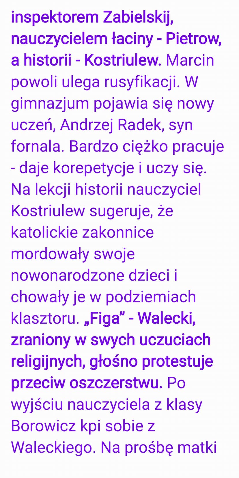 SYZYFOWE
PRACE-
Strzeszczenie
krótkie:
Czwartego stycznia
rodzice Marcinka
Borowicza odwożą go z
rodzinnych Gawronek do
szkoły w Owczarach i