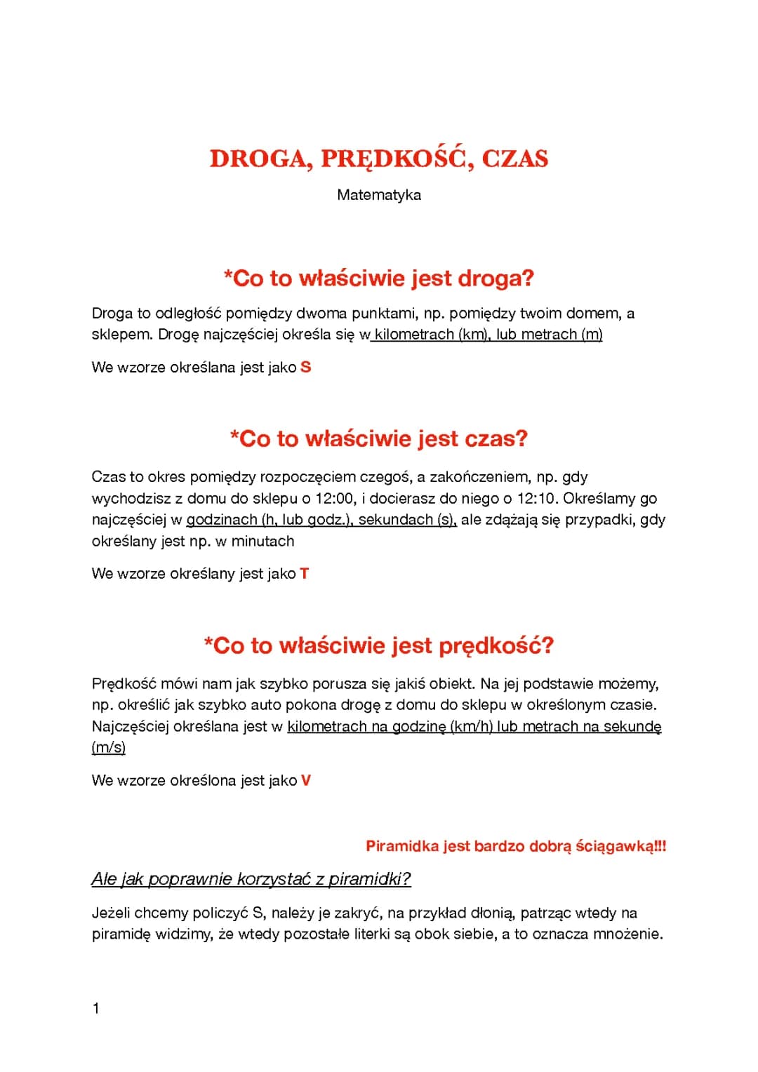 Droga, prędkość, czas