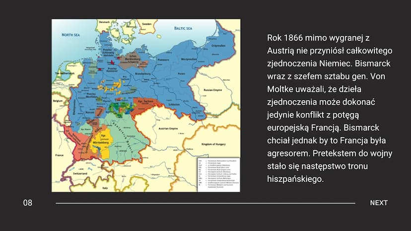 ZJEDNOCZENIE
NIEMIEC
01
Aleksander Kock
NEXT 3 ETAPY WALK
O
ZJEDNOCZENIE
02
Postanowienia Kongresu
Wiedeńskiego o utworzeniu
Związku Niemiec