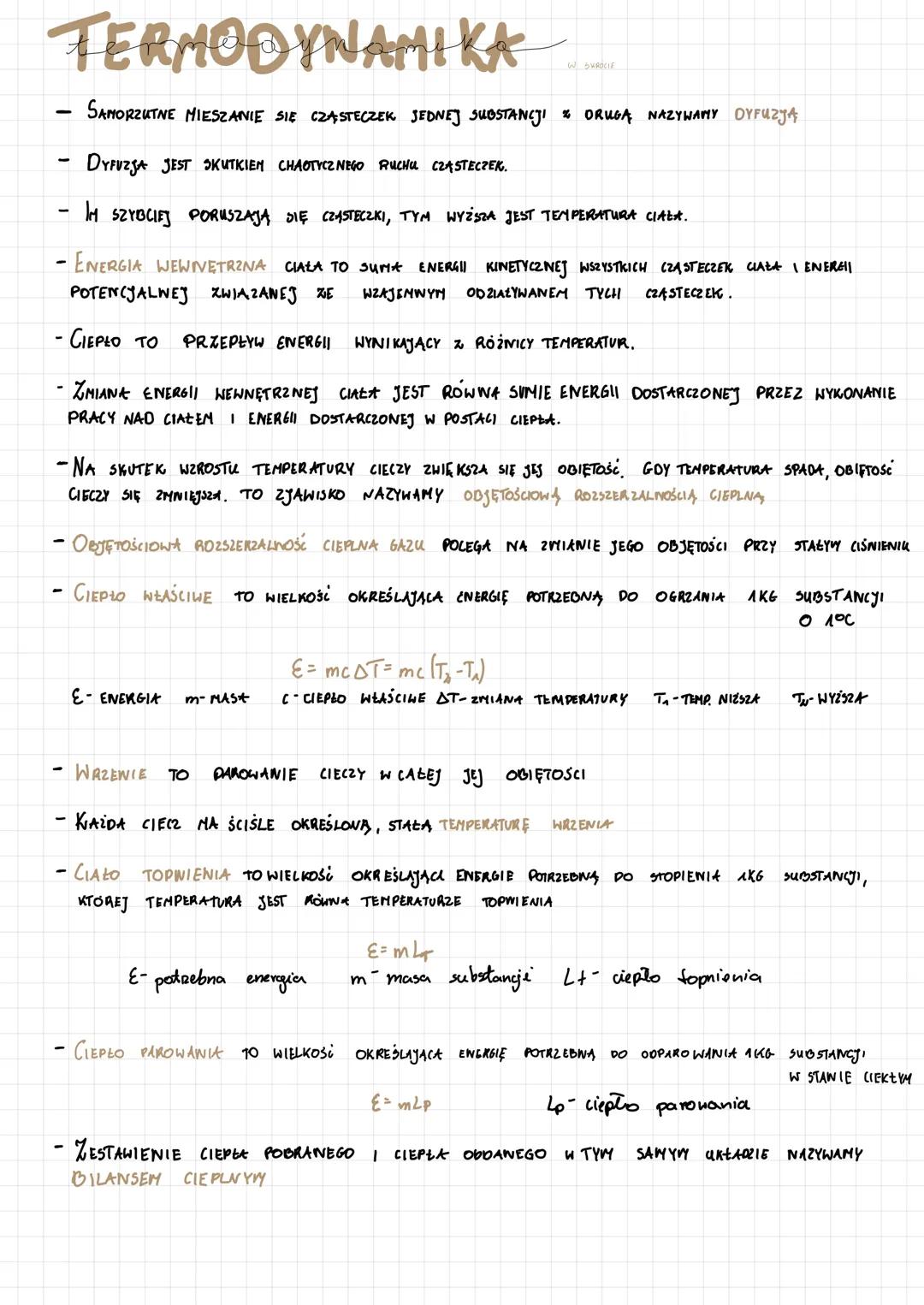 # TERMODYNAMIKA

BAROCIE

- SAMORZUTNE MIESZANIE SIE CZĄSTECZEK JEDNEJ SUBSTANCJI DRUGĄ NAZYWAMY DYFUZJA

- DYFUZJA JEST SKUTKIEM CHAOTYCZNE