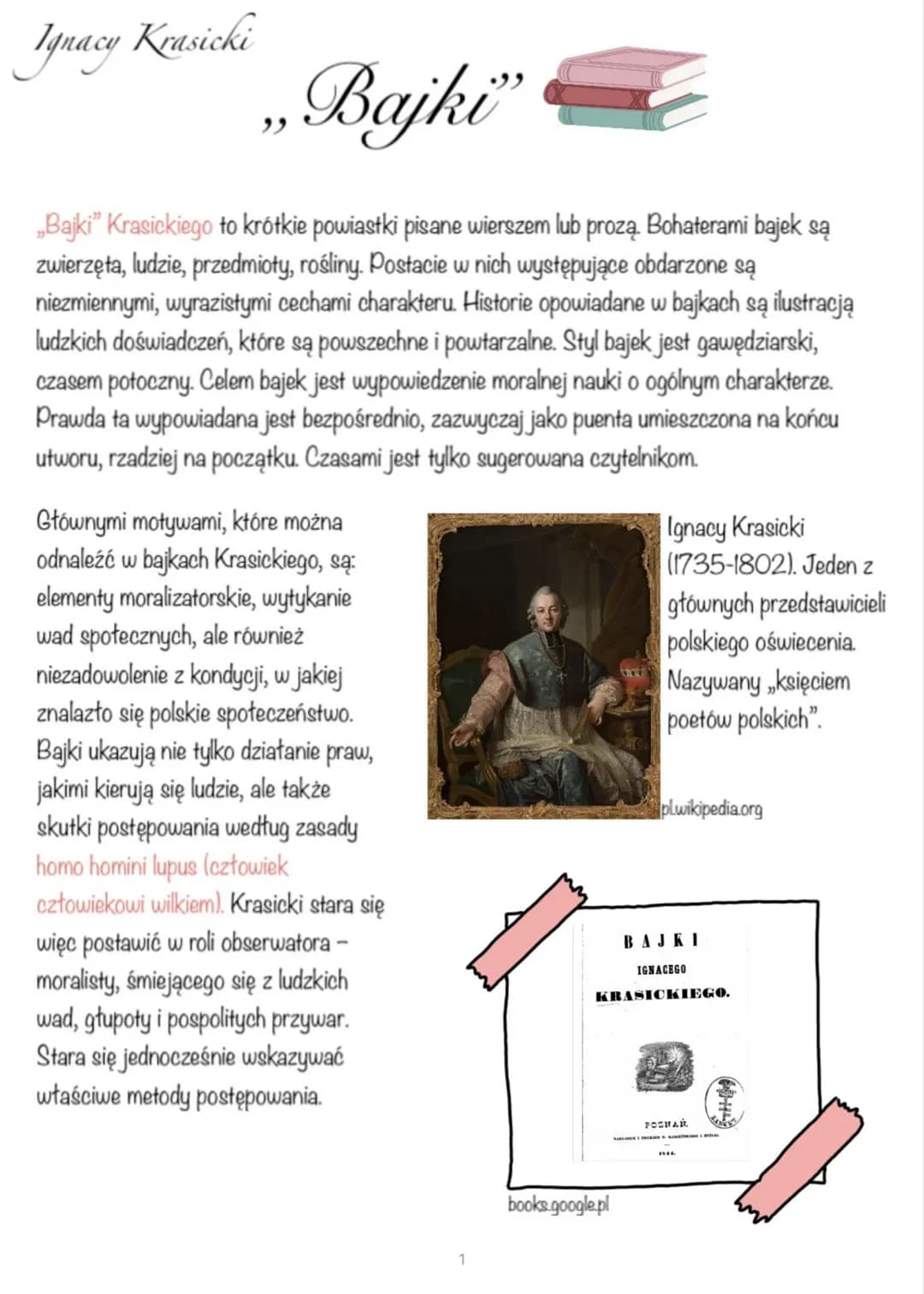 Bajki Krasickiego Test Klasa 6 Morały z bajek Krasickiego - Bajki Krasickiego klasa 6 (Język polski