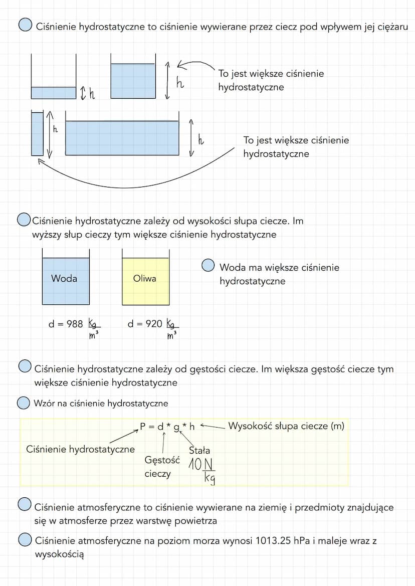 Hydrostatyka • aerostatyka
1. Ciśnienie informuje nas o tym jak duża siła nacisku działa na jednostkę powierzchni
2
(np 1m² lub 1cm²)
OWzór 