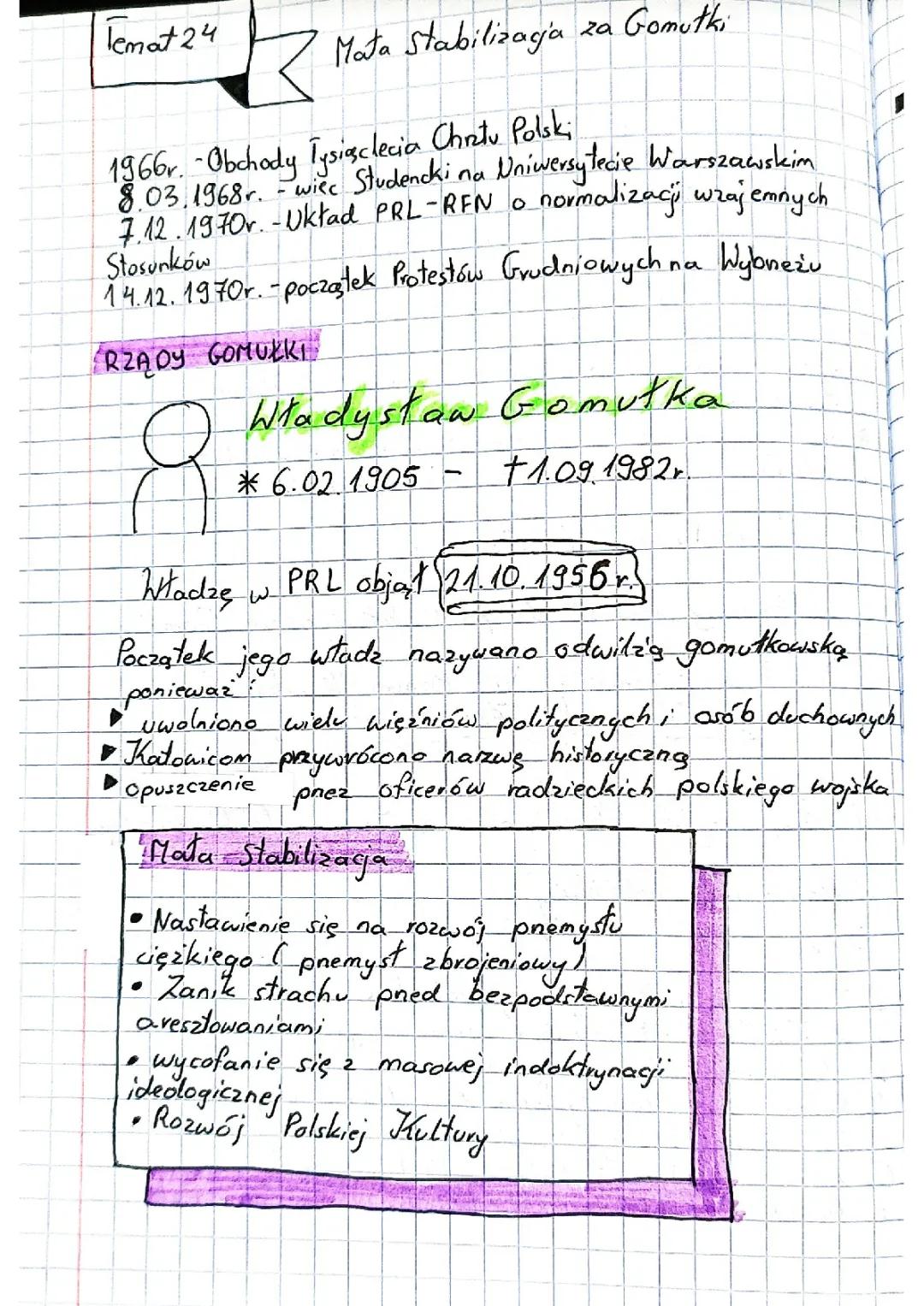 Okres małej stabilizacji za rządów Gomułki