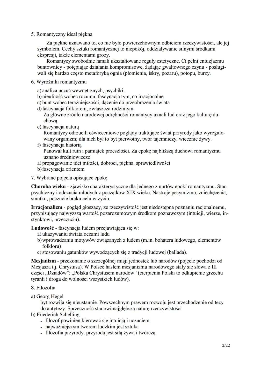 Romantyzm - informacje wstępne
1. Ramy czasowe
a) pierwsza połowa XIX wieku
b) w Polsce za początek epoki przyjmuje się rok 1822 (wydanie ,,